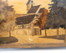 Charger l&#39;image dans la galerie, Plateau en marqueterie d’une vue de Truchtersheim - signé SPINDLER
